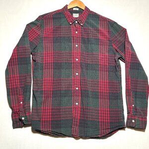 J.Crew Secret Wash Organic Cotton Button-Down Shirt XL — Red/Green Plaid